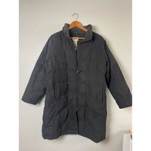 Vintage L.L. Bean Women's Petite Size L Black Parka Coat Goose Down Lined